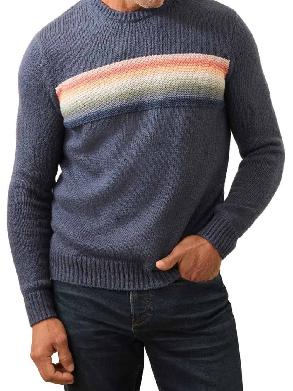 NWT Faherty Organic Cotton Cashmere Blend Stripe Heirloom Sweater XXL Navy